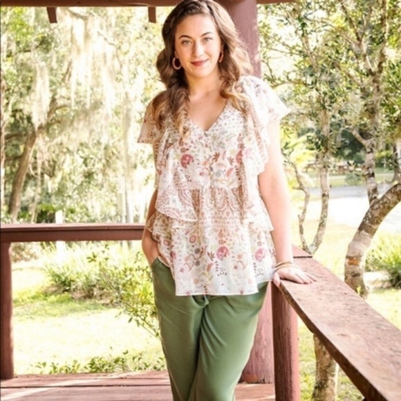 Matilda Jane Tops - Matilda Jane Floral Fly By Layered Blouse